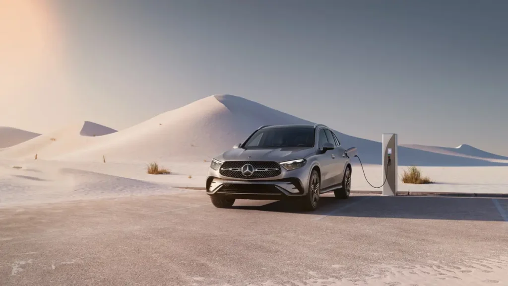 Mercedes-Benz EQ electric cars parked at dealership amid 2025 sales slowdown and inventory buildup